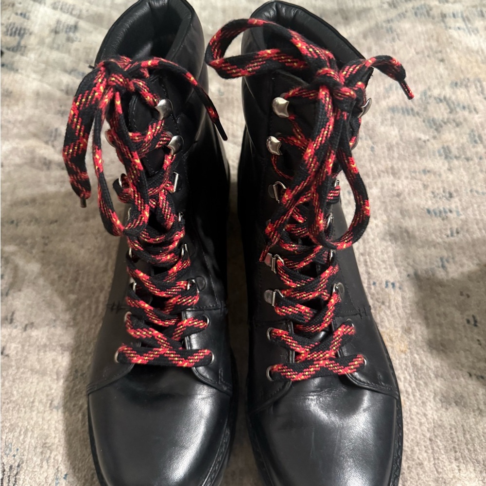 Sam Edelman Black Combat Boots with Red Laces - Picture 11 of 16